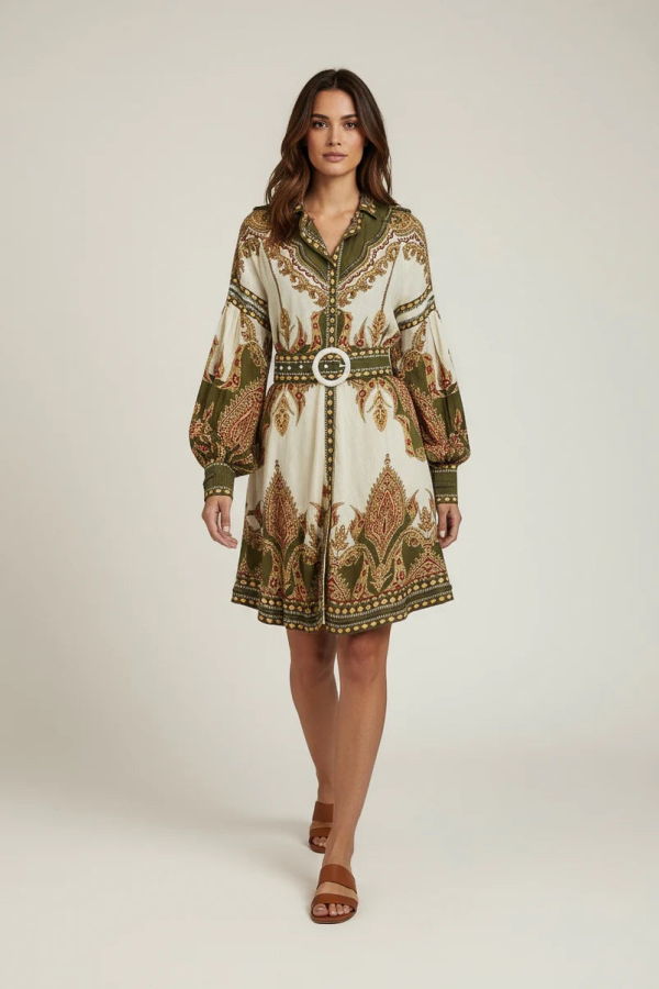 Scarlett Poppies Florista Short Dress - Olive Green