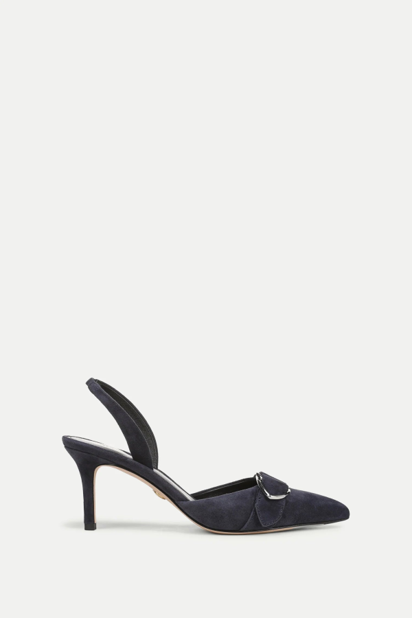 Veronica Beard Loralyn Slingback Buckle Heels - Navy