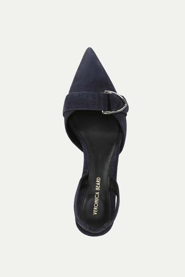 Veronica Beard Loralyn Slingback Buckle Heels - Navy