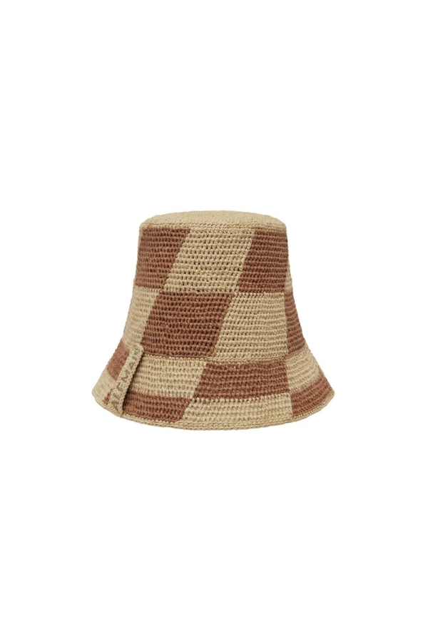ALÉMAIS Michelle Raffia Checked Bucket Hat
