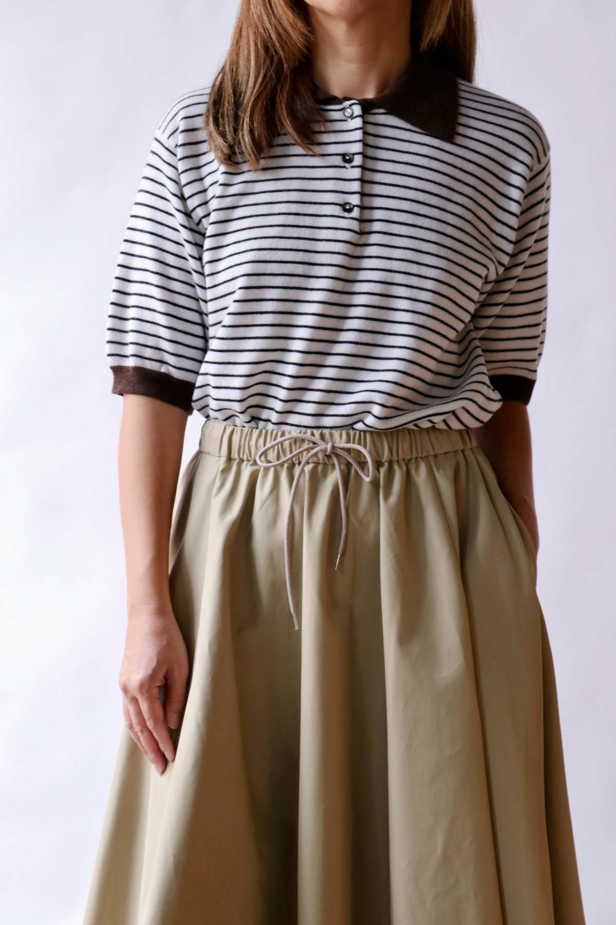 Cordera Merino Wool Striped Polo Top - Image 3 of 4