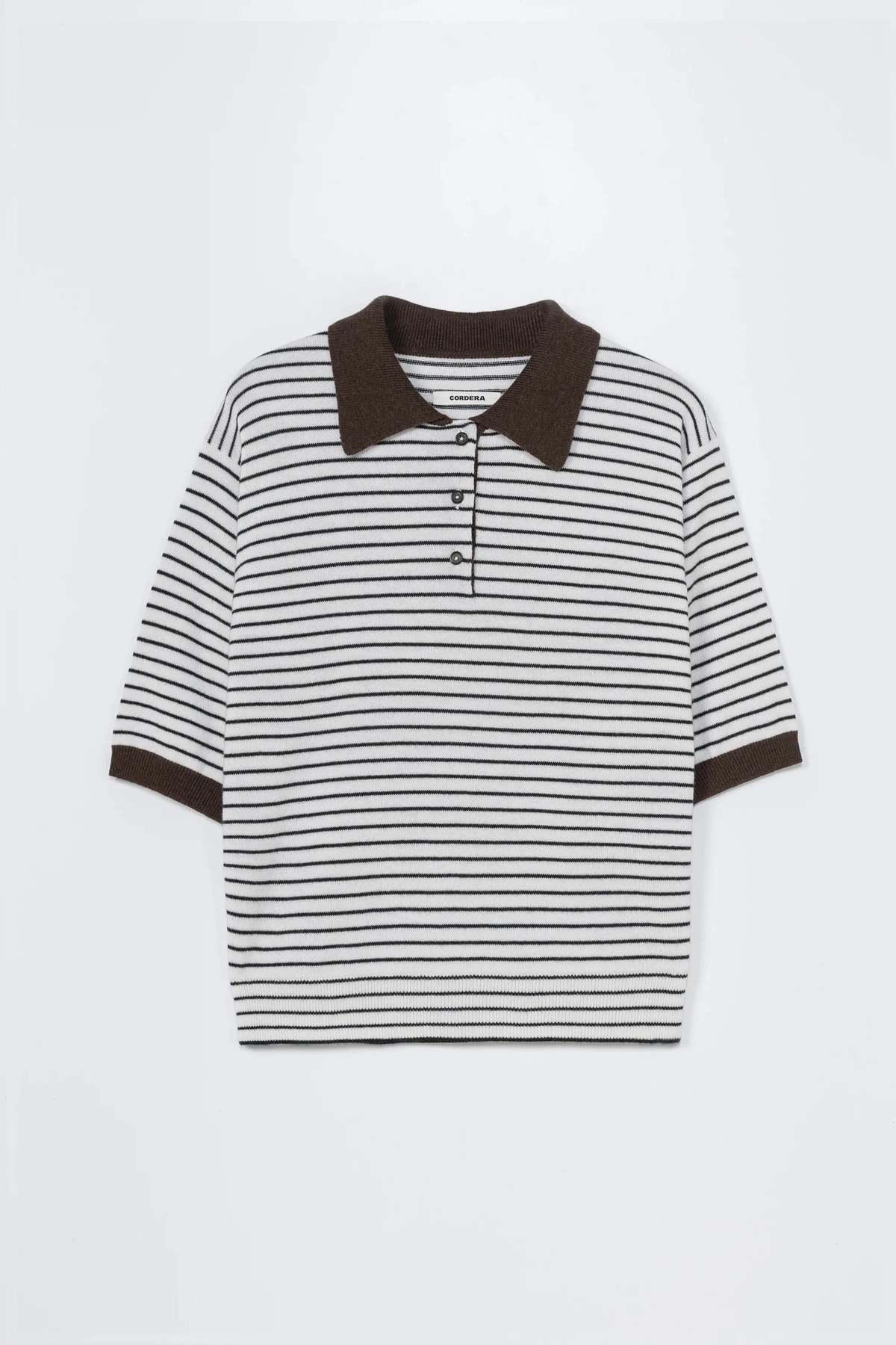 Cordera Merino Wool Striped Polo Top - Image 4 of 4