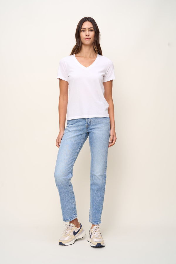 The Standard Stitch V Neck Tee - White