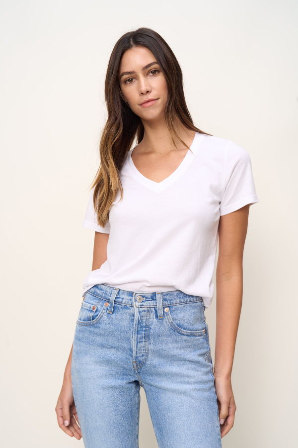 The Standard Stitch V Neck Tee - White