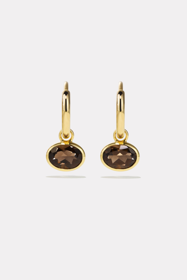 BY PARIAH Orbit Hoops Smokey Quartz Earrings - Gold