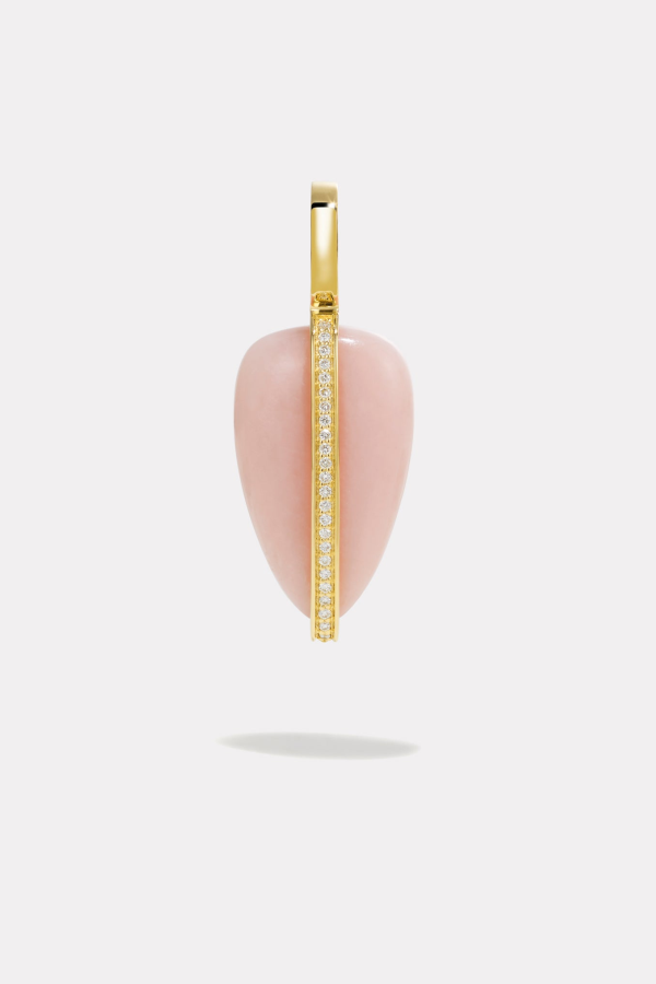 BY PARIAH Small Diamond Pebble Pendant Necklace - Pink Opal