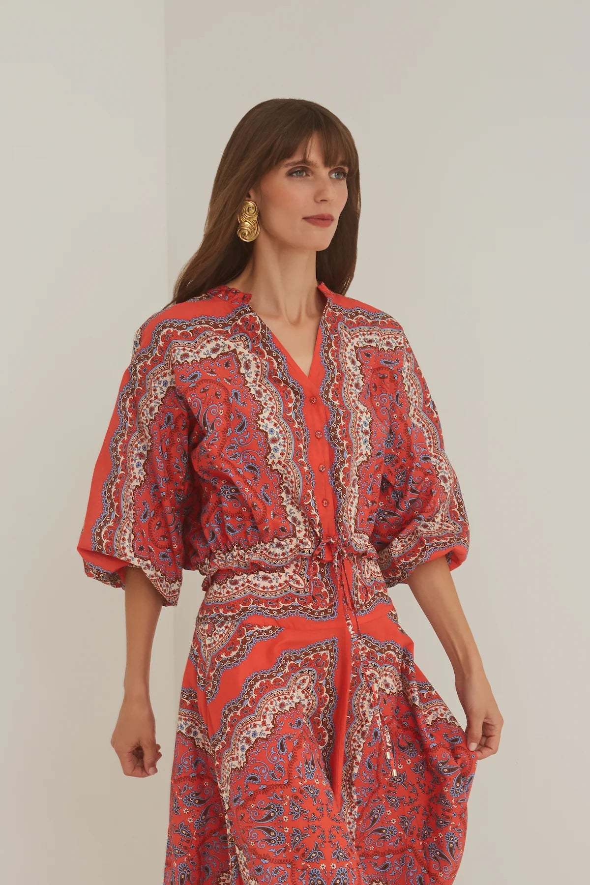 Cara Cara Perrin Top - Paisley Scarf Coral - Image 1 of 3