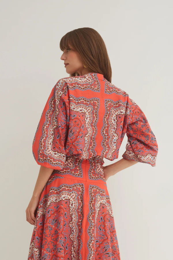 Cara Cara Perrin Top - Paisley Scarf Coral