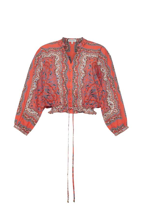 Cara Cara Perrin Top - Paisley Scarf Coral