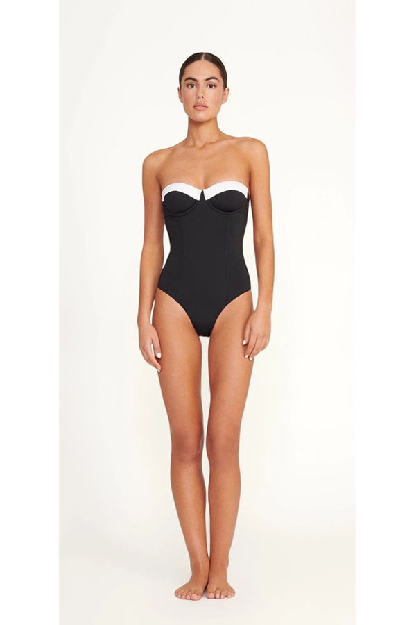 Staud Maeve One Piece Swimsuit - Black/White