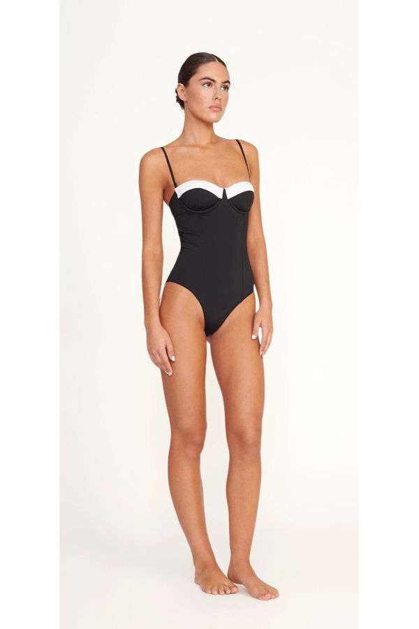 Staud Maeve One Piece Swimsuit - Black/White