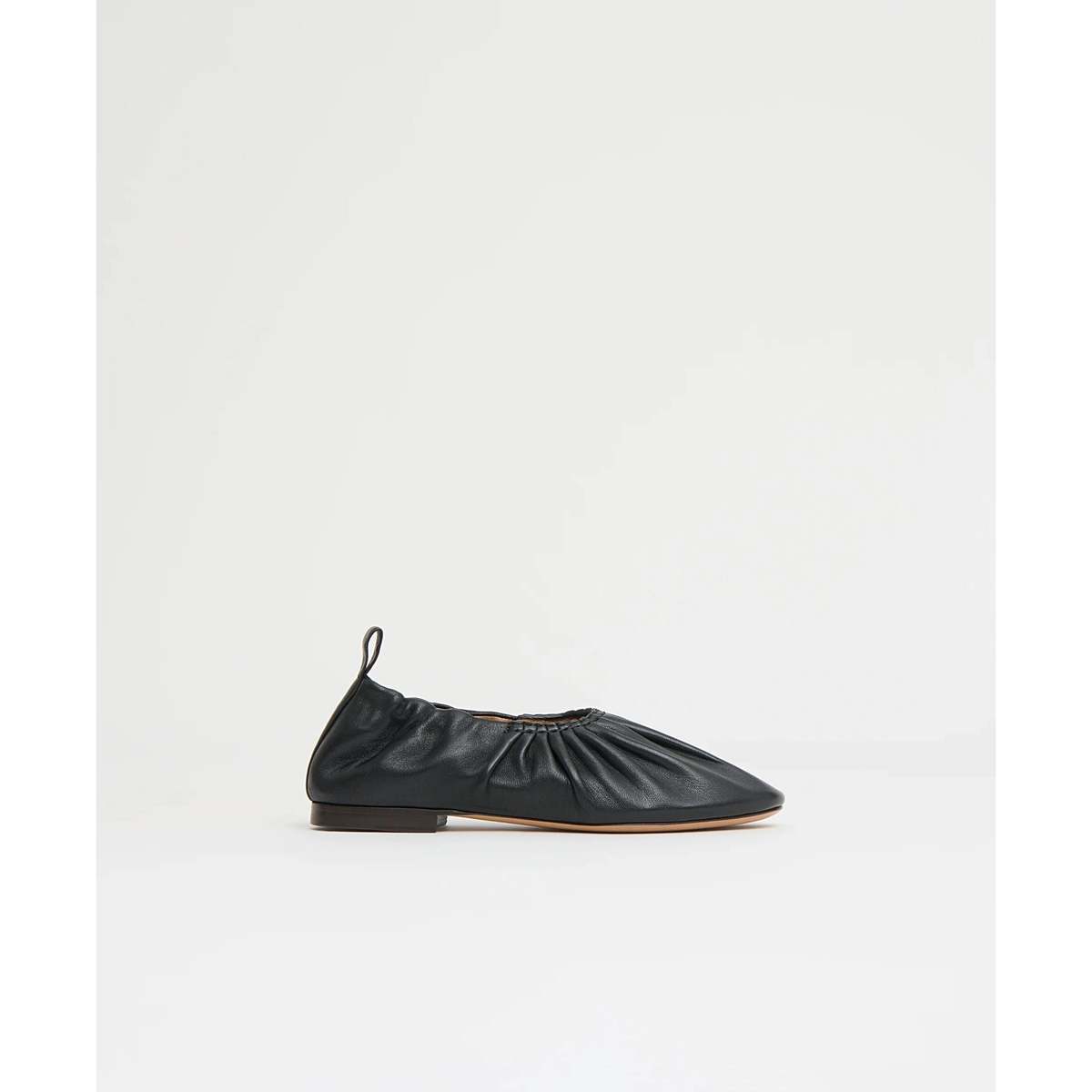 Mansur Gavriel Ruched Ballerina Flat - Black - Image 1 of 4