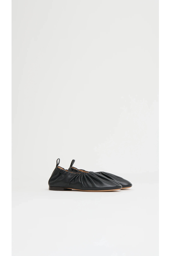 Mansur Gavriel Ruched Ballerina Flat - Black