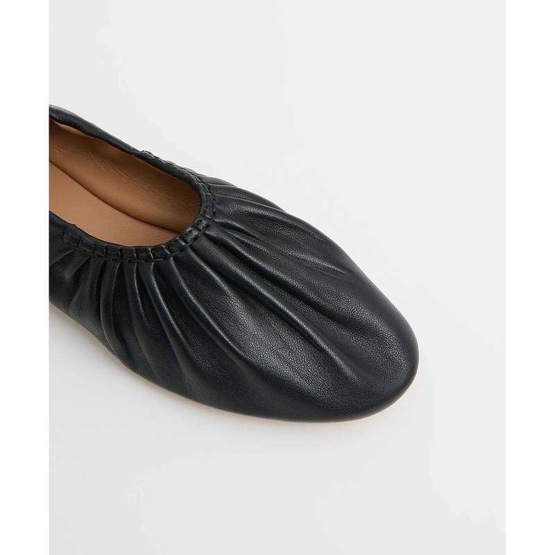 Mansur Gavriel Ruched Ballerina Flat - Black