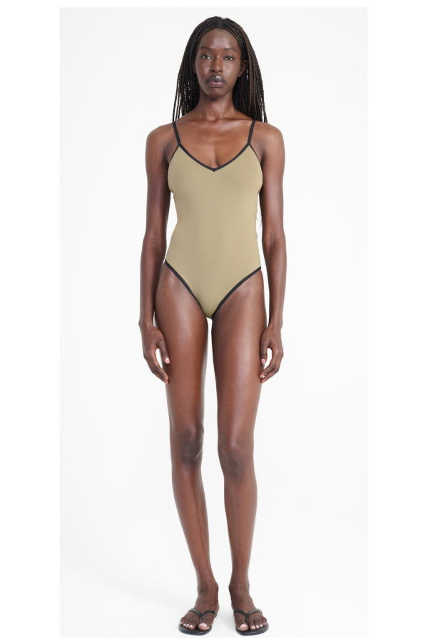 Staud Skya One Piece Swimsuit - Thyme/Black