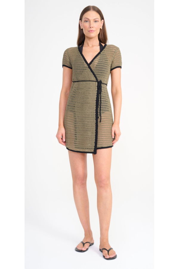 Staud Spritz Coverup Dress - Thyme/Black