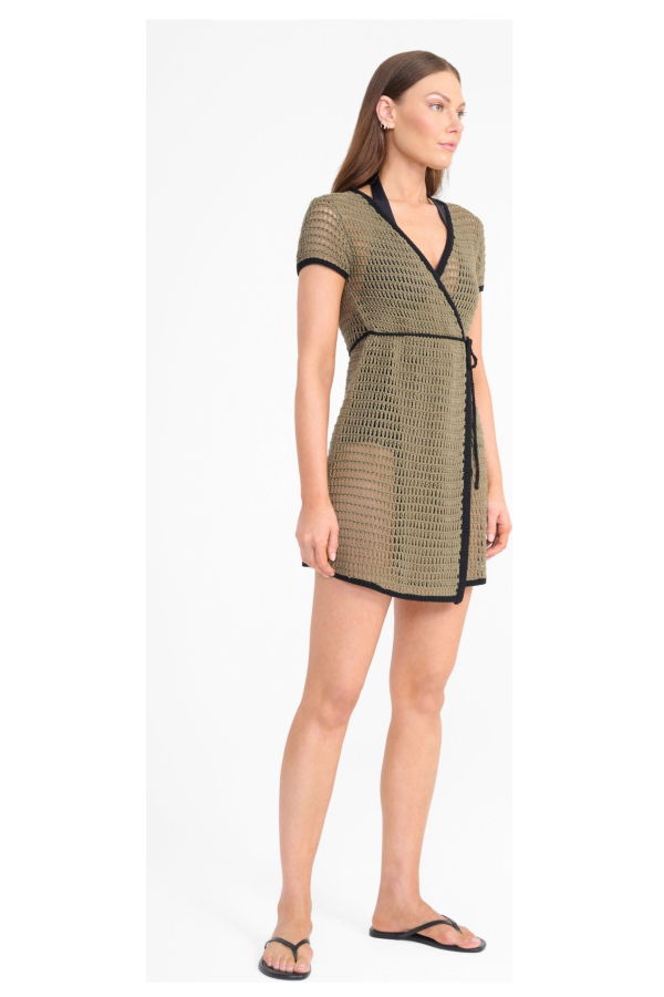 Staud Spritz Coverup Dress - Thyme/Black