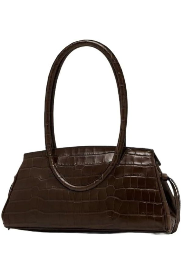 Staud Maude Shoulder Bag - Espresso Croco