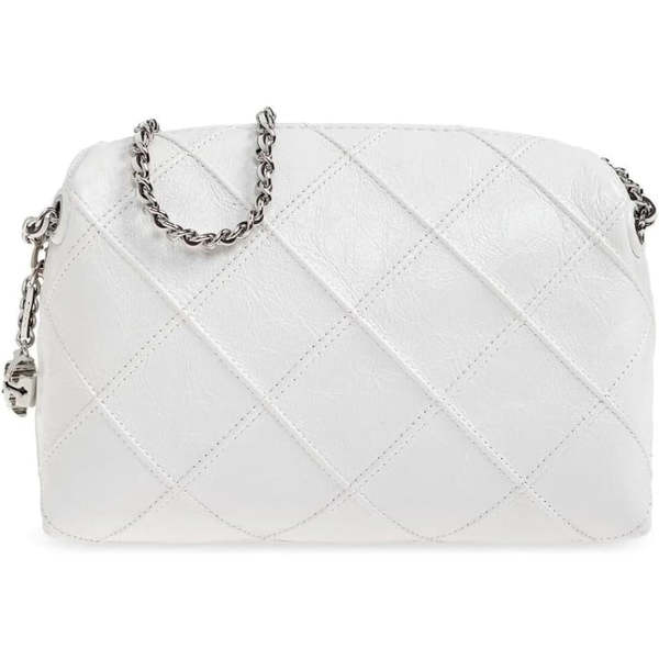Tory Burch Fleming Distressed Leather Crossbody Bag - Blanc