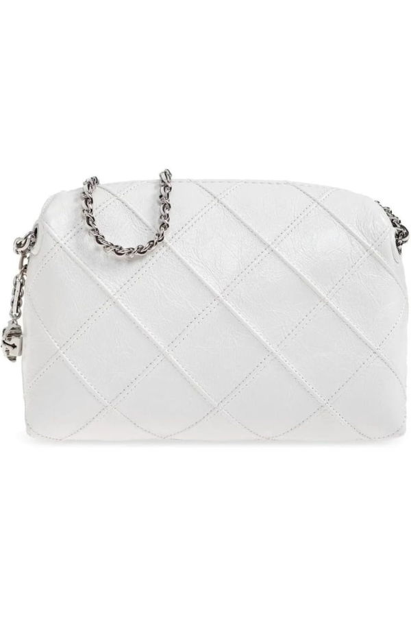 Tory Burch Fleming Distressed Leather Crossbody Bag - Blanc