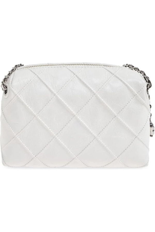 Tory Burch Fleming Distressed Leather Crossbody Bag - Blanc