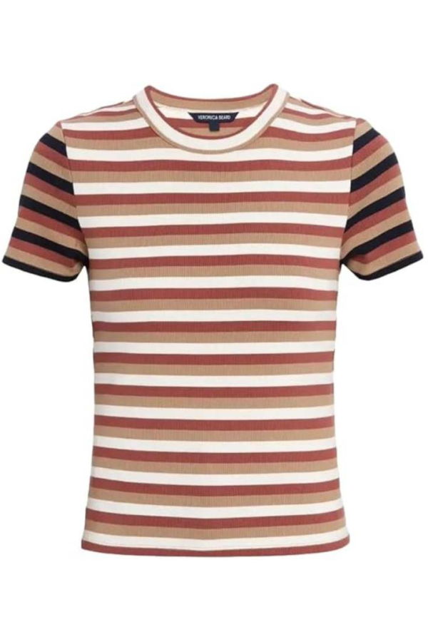 Veronica Beard Pruitt Short Sleeve Tee - Malt/Red Oak/Dove