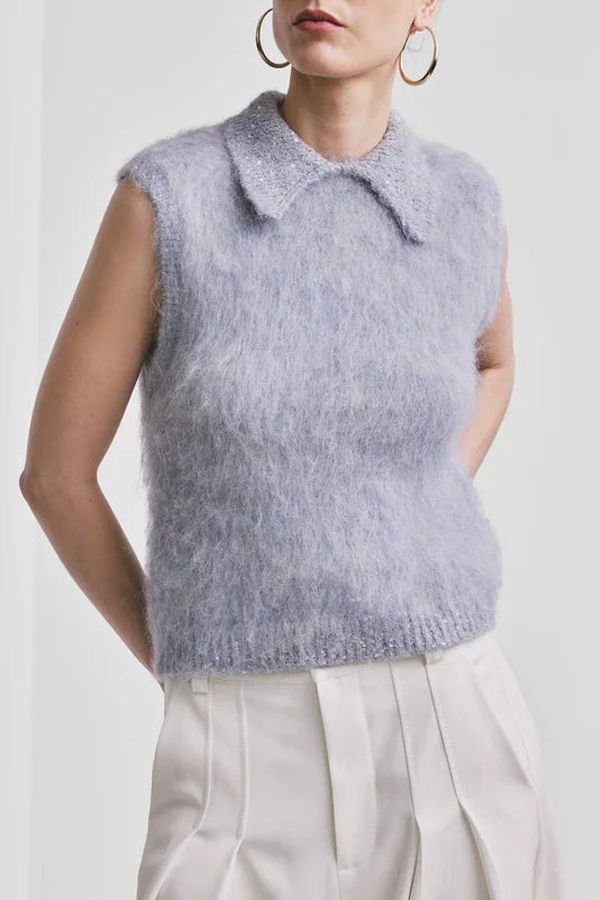 byTiMo Hairy Knit Vest - Sky Blue