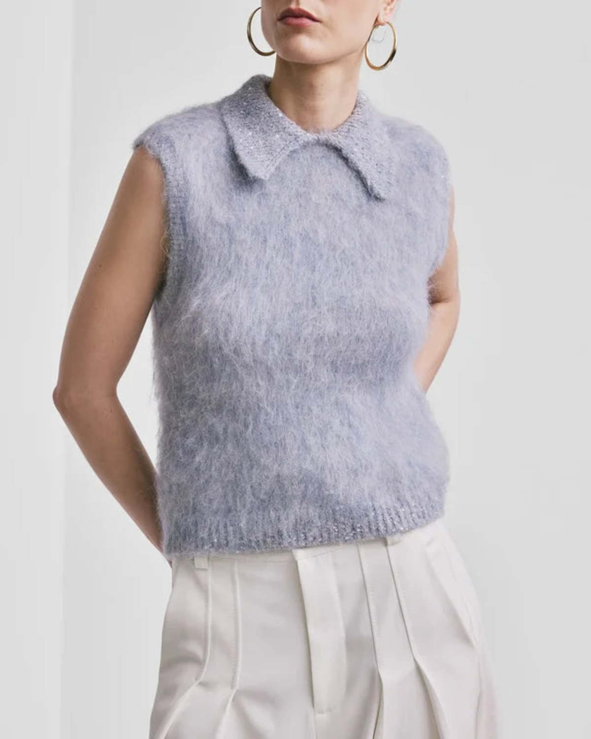 byTiMo Hairy Knit Vest - Sky Blue - Image 1 of 2