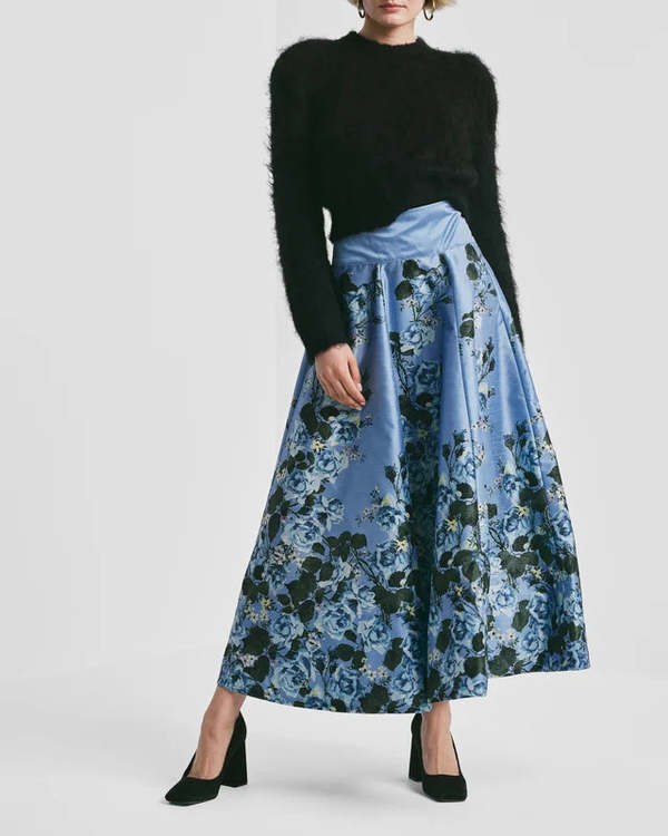 byTiMo Taffeta Maxi Skirt - Azure Garden