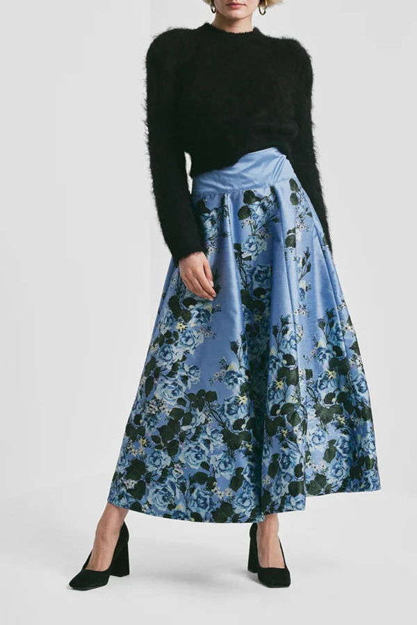 byTiMo Taffeta Maxi Skirt - Azure Garden