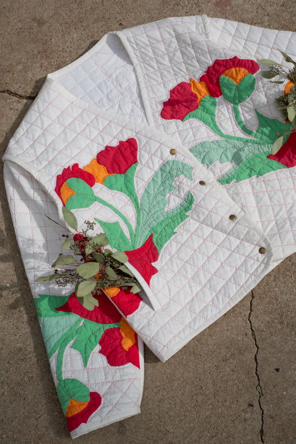 Jess Meany Redwork Poppies Agave Coat