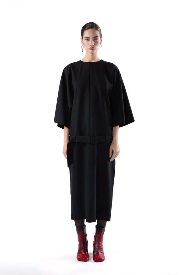 MM6 Maison Margiela Belted Midi Dress - Black