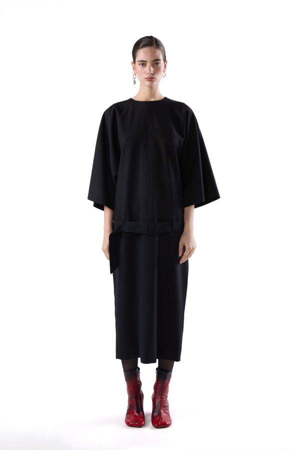 MM6 Maison Margiela Belted Midi Dress - Black