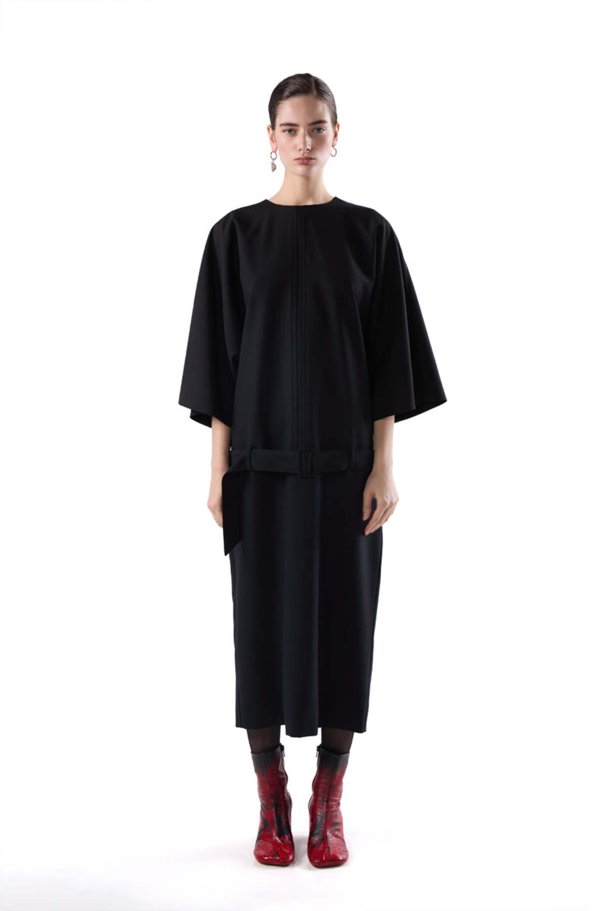 MM6 Maison Margiela Belted Midi Dress - Black - Image 1 of 3