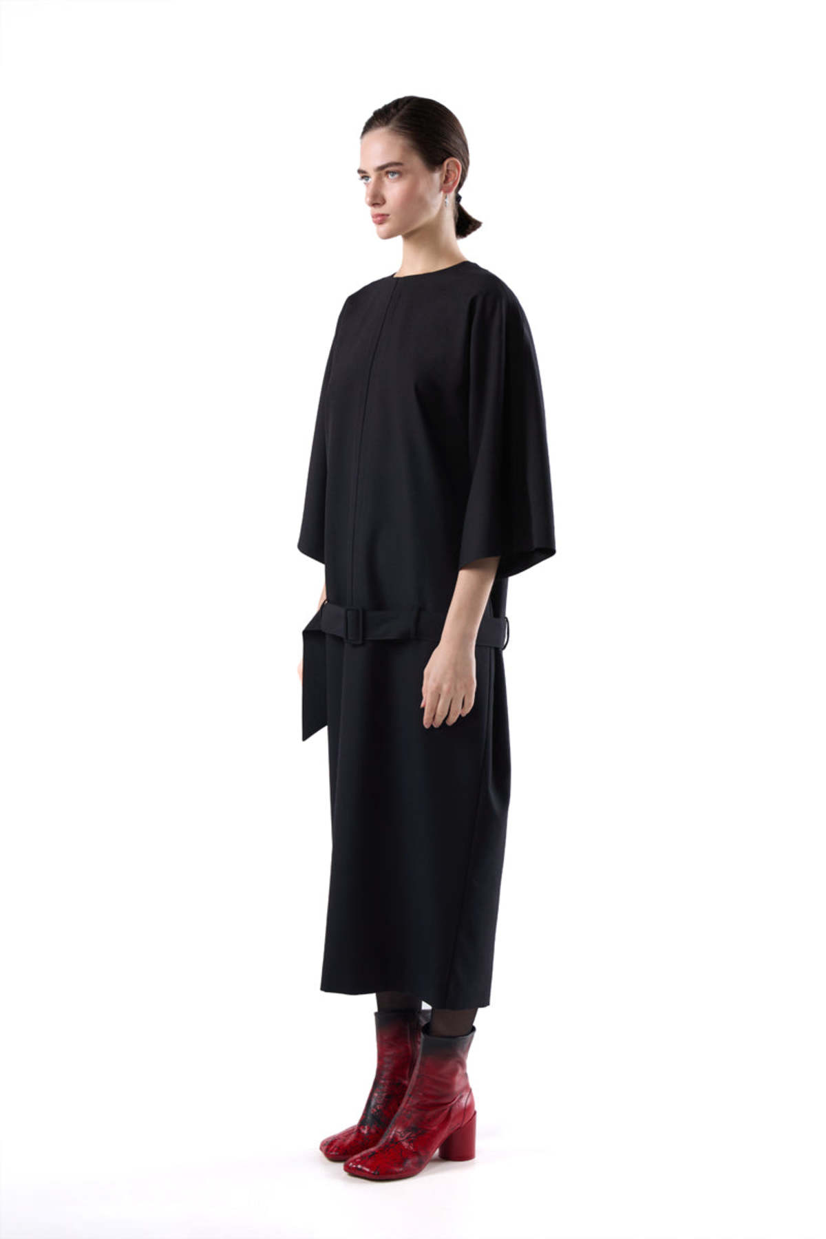 MM6 Maison Margiela Belted Midi Dress - Black - Image 2 of 3