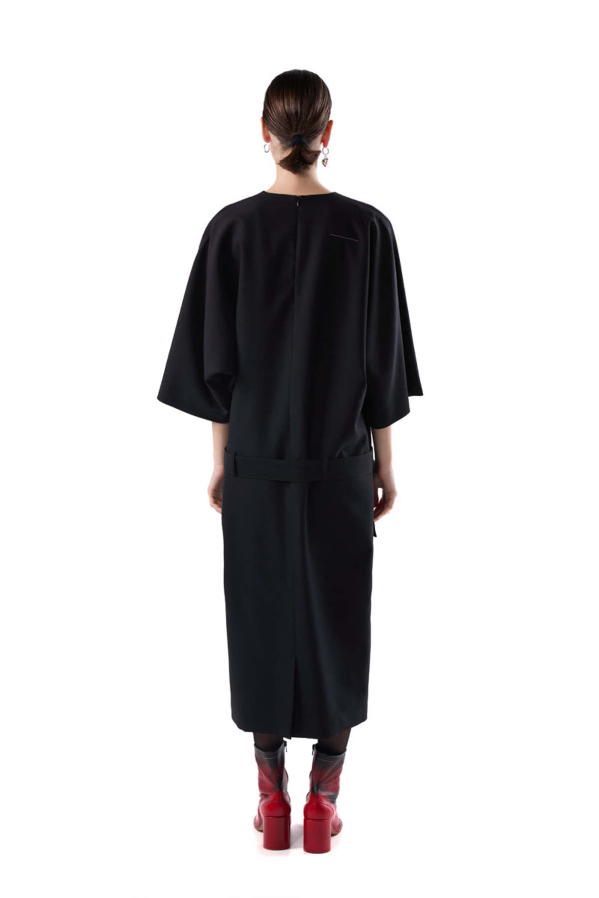 MM6 Maison Margiela Belted Midi Dress - Black - Image 3 of 3