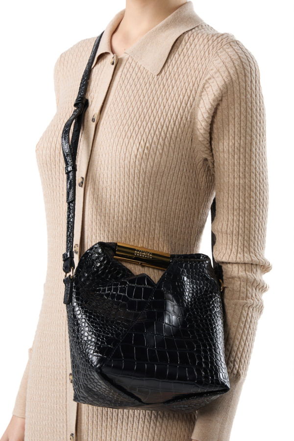 MM6 Maison Margiela Crocodile-Embossed Japanese Small Crossbody Bag