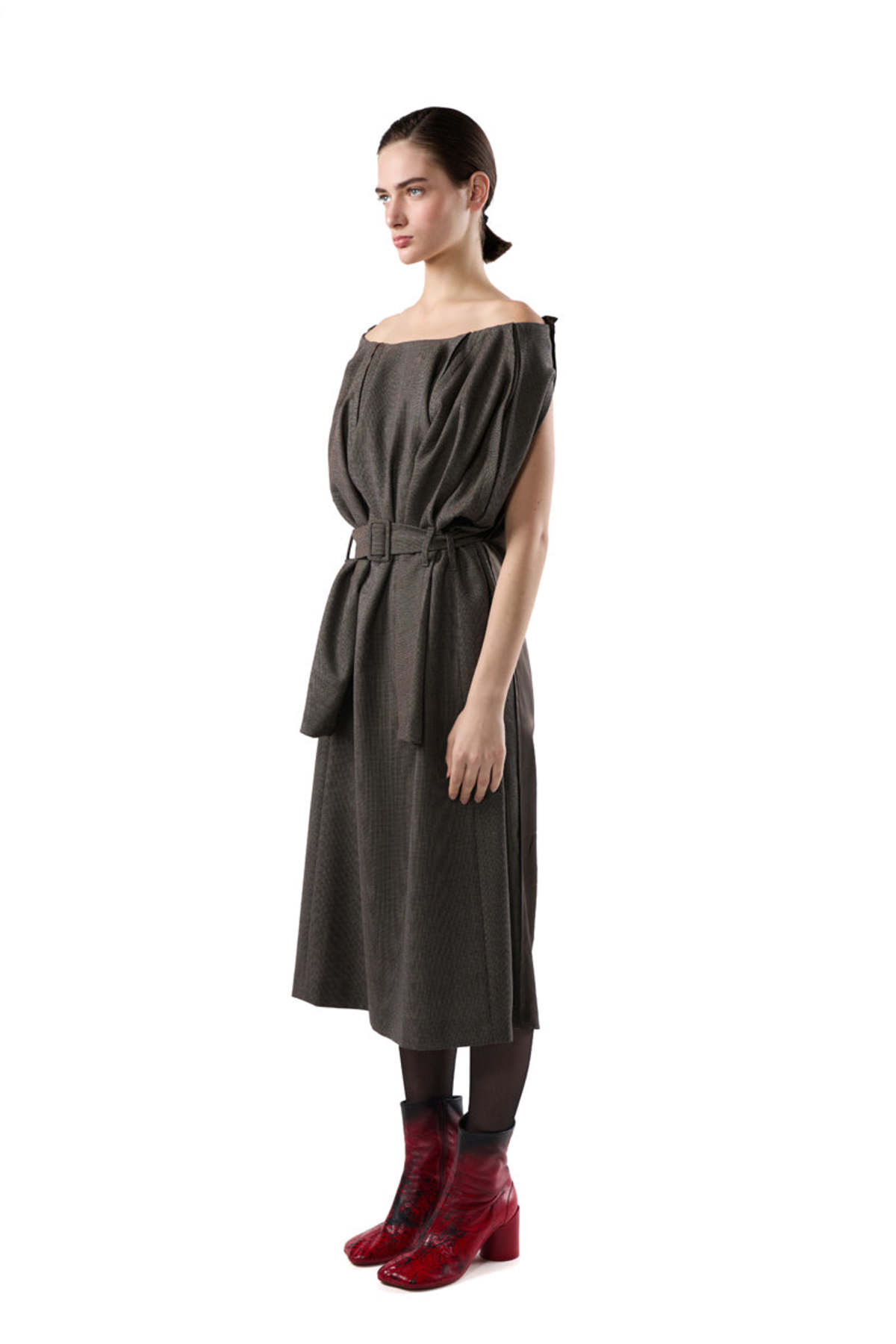 MM6 Maison Margiela Distressed Wool Dress - Brown - Image 2 of 6