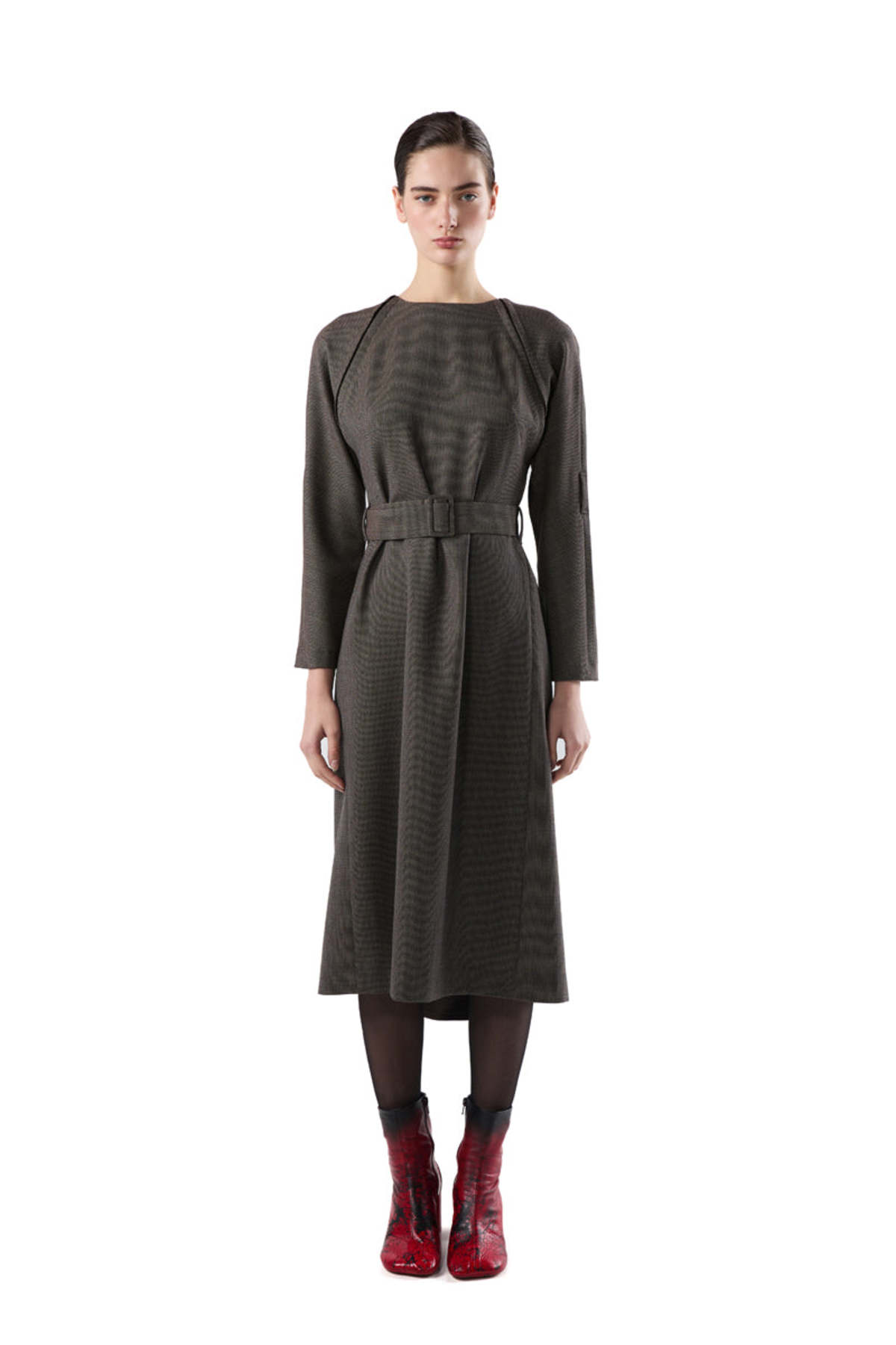 MM6 Maison Margiela Distressed Wool Dress - Brown - Image 4 of 6