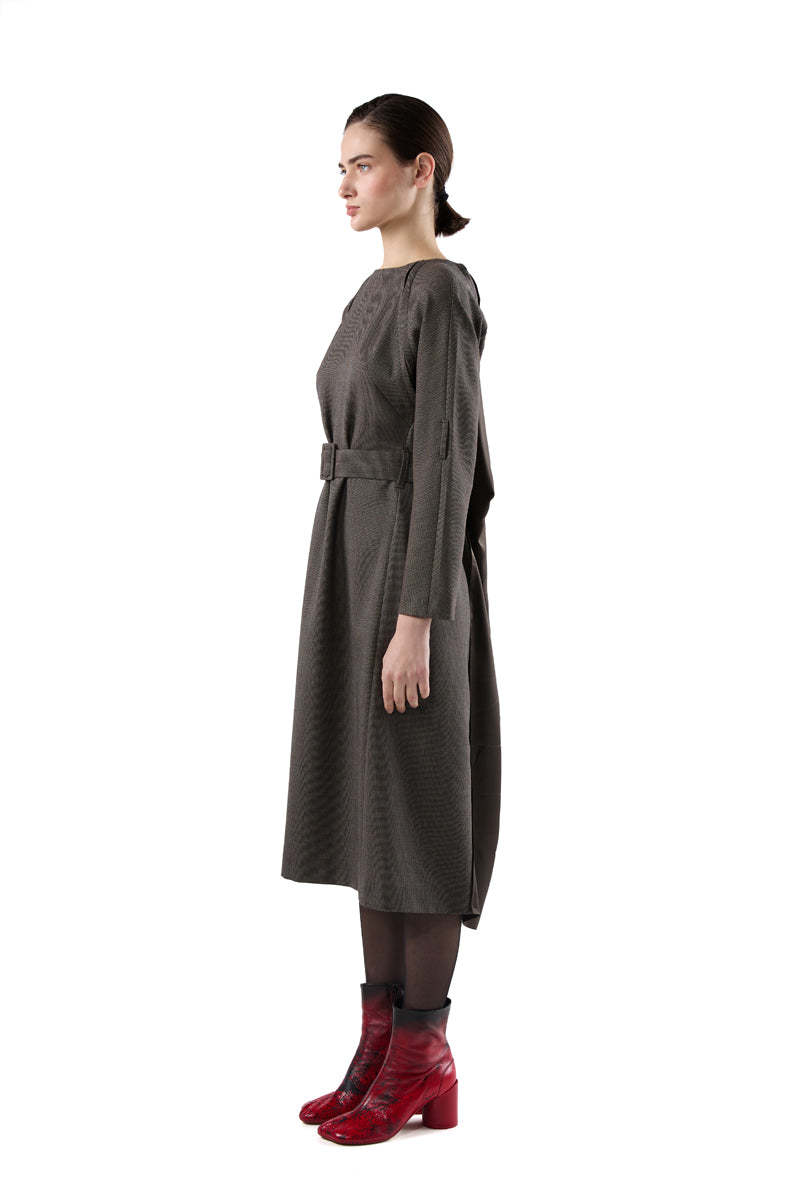 MM6 Maison Margiela Distressed Wool Dress - Brown