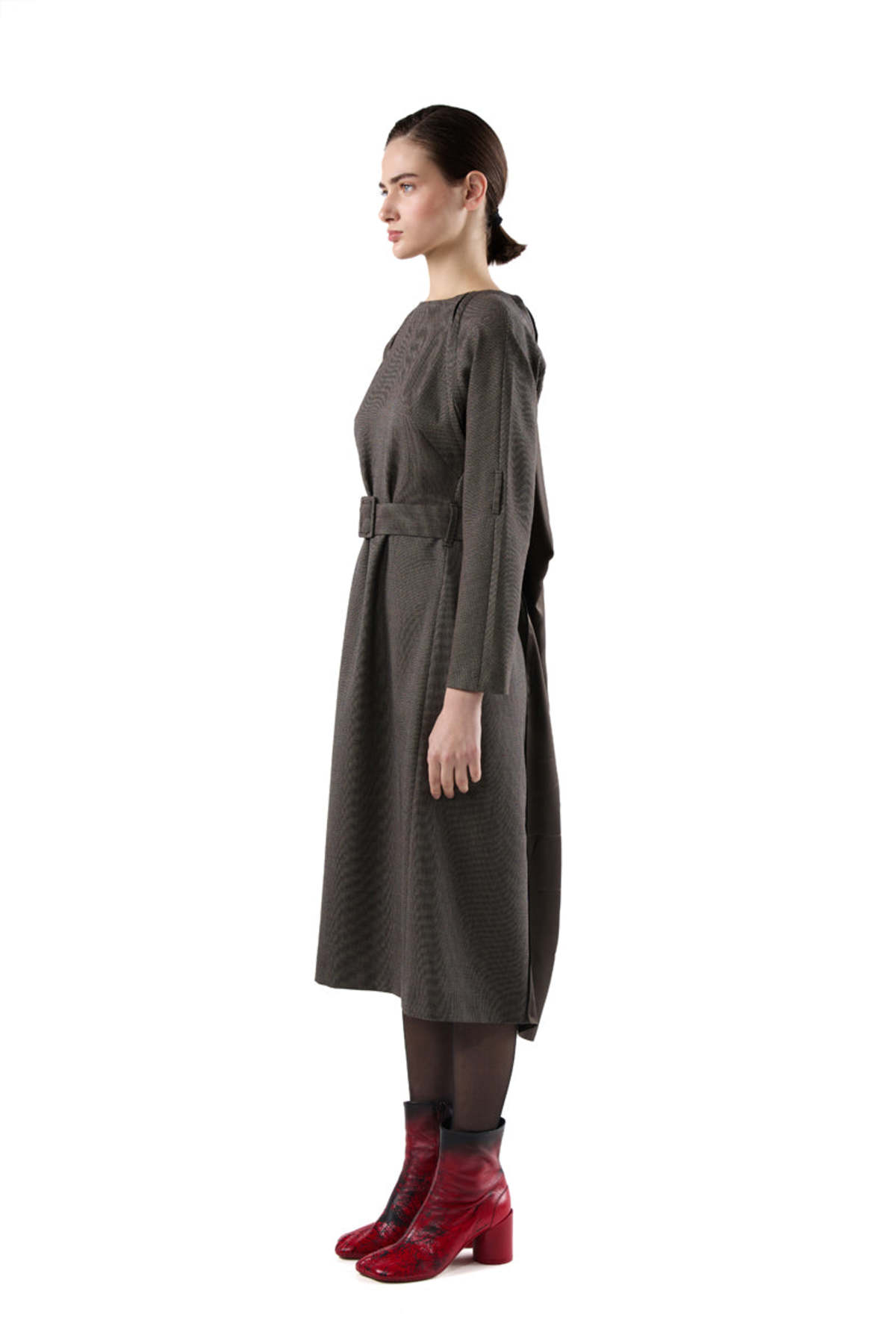 MM6 Maison Margiela Distressed Wool Dress - Brown - Image 5 of 6