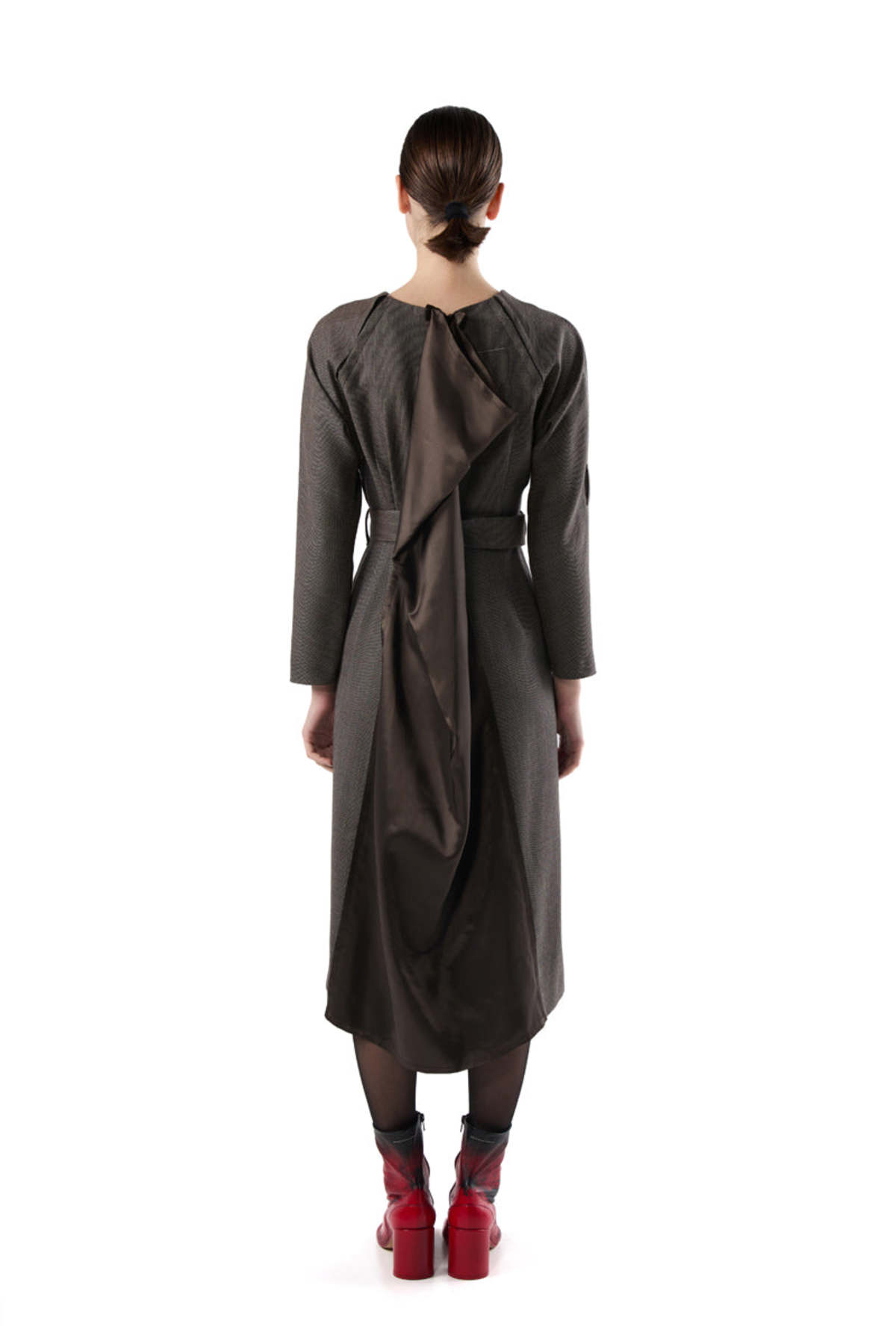 MM6 Maison Margiela Distressed Wool Dress - Brown - Image 6 of 6