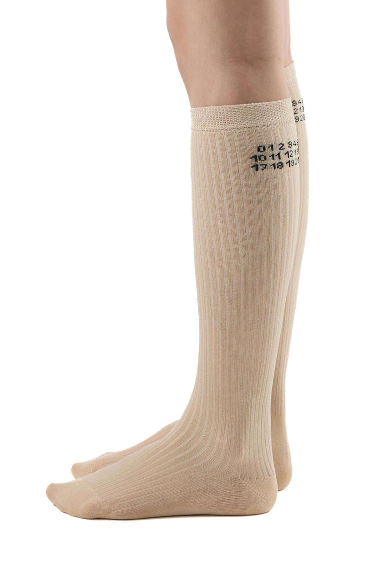 MM6 Maison Margiela Numeric Ribbed Socks - Beige - Image 3 of 4