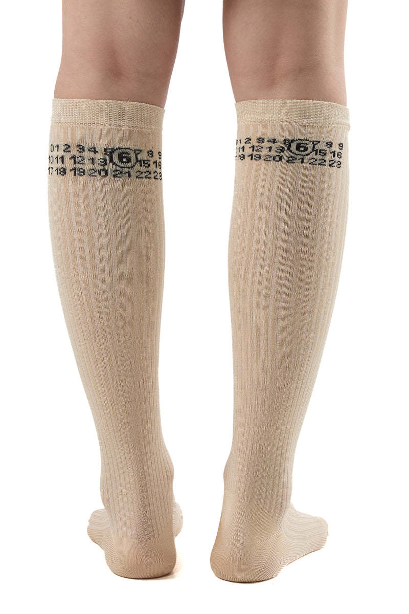 MM6 Maison Margiela Numeric Ribbed Socks - Beige