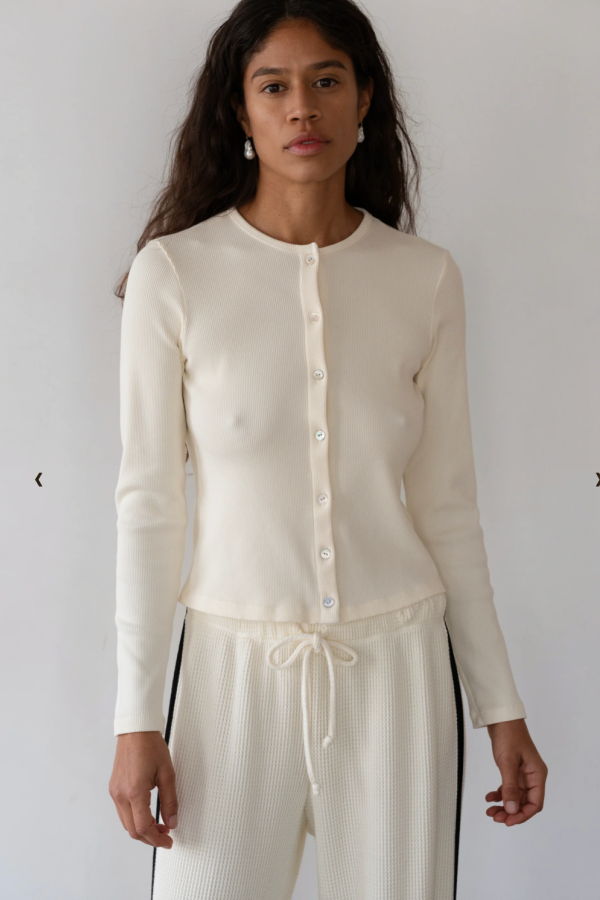 Donni. Rib Cardi Cardigan - Creme