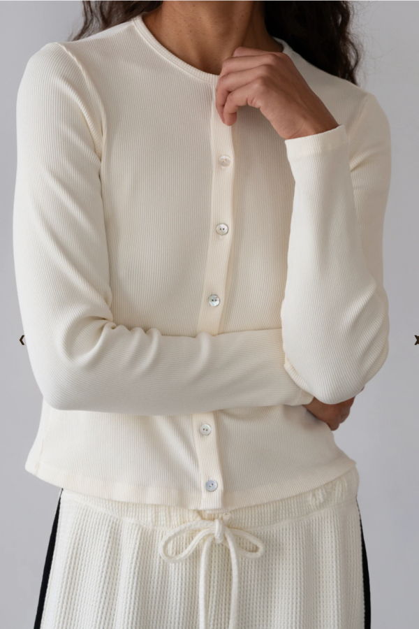 Donni. Rib Cardi Cardigan - Creme