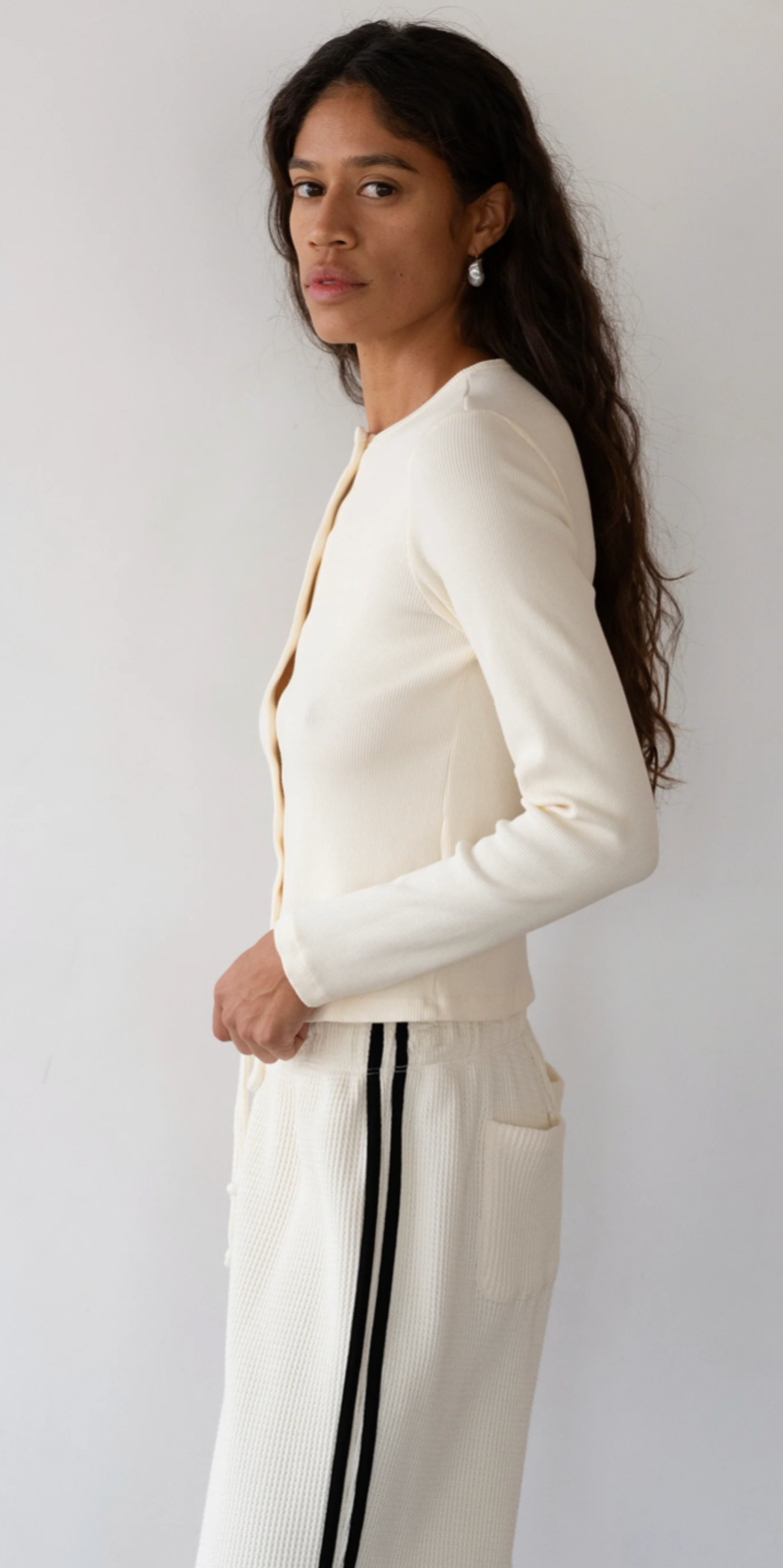 Donni. Rib Cardi Cardigan - Creme - Image 3 of 5
