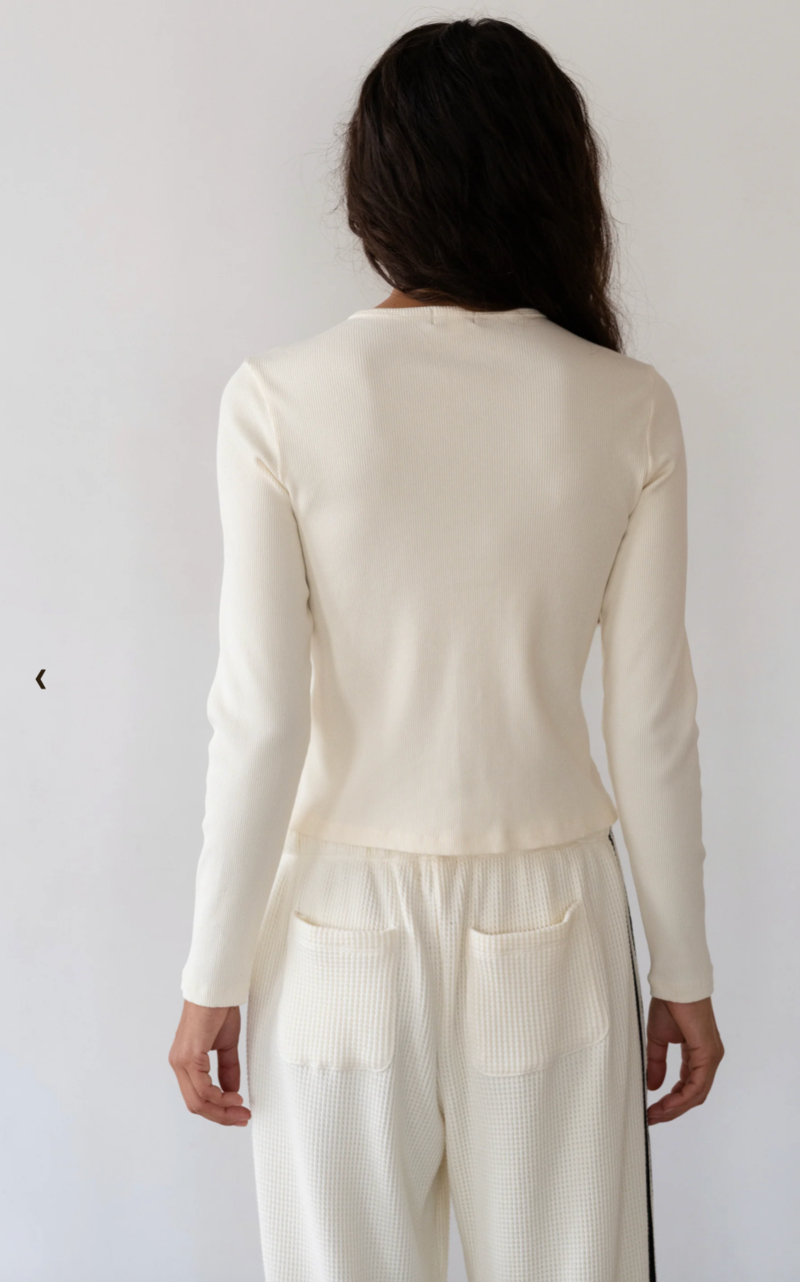 Donni. Rib Cardi Cardigan - Creme