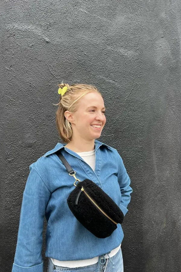 Primecut Black Shearling Bum Bag - Black