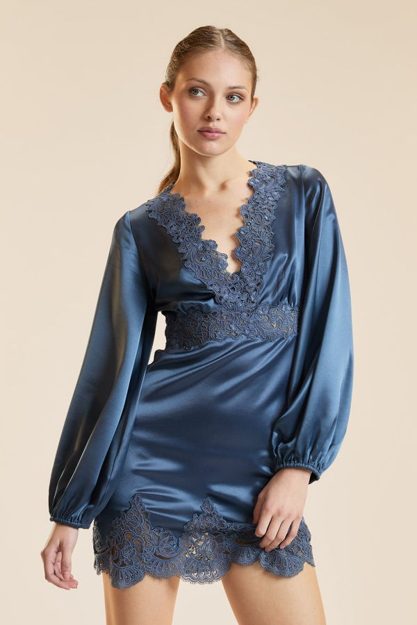 Cynthia Rowley Garbo Silky Lace Dress - Blue